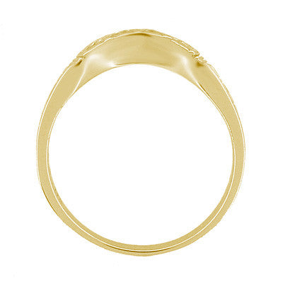 Art Deco Sculptural Curved Wedding Band in Yellow Gold - Item: R717Y10 - Image: 5