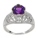 Edwardian Amethyst Filigree Ring in 14 Karat White Gold