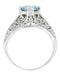 Edwardian Aquamarine Filigree Ring in 14 Karat White Gold