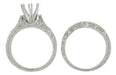 Platinum Art Deco Scrolls 1/2 Carat Round Diamond Engagement Ring Setting and Wedding Ring Set