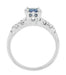 1950's Vintage Inspired Cornflower Blue Sapphire Engagement Ring in 14 Karat White Gold with Diamonds