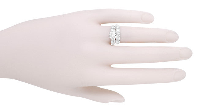 Mid Century 1950's Vintage Style Diamond Engagement Ring in 14 Karat White Gold - Item: R728WD50 - Image: 6