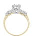 Square Top 1950's Vintage Diamond Engagement Ring in 14K Two-Tone White and Yellow Gold