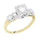 Square Top 1950's Vintage Diamond Engagement Ring in 14K Two-Tone White and Yellow Gold