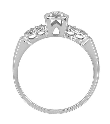 1950's Geometric 5 Diamond Square Illusion Halo Vintage Engagement Ring in 14 Karat White Gold - alternate view