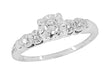 1950's Geometric 5 Diamond Square Illusion Halo Vintage Engagement Ring in 14 Karat White Gold