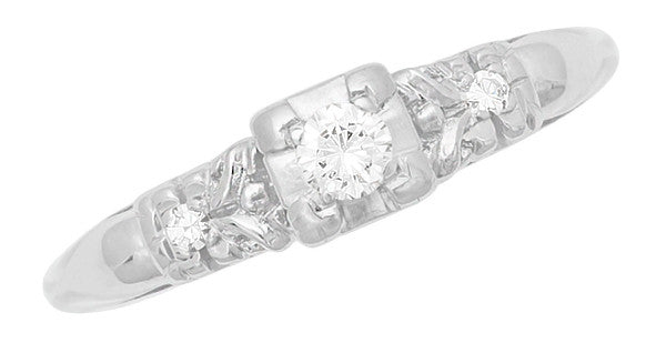 Davis Art Deco Filigree Illusion Vintage Diamond Engagement Ring in 14 Karat White Gold - Item: R740 - Image: 4