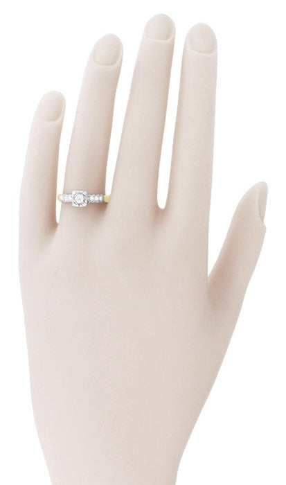 Harlowe 1930's Vintage Old Mine Cut Diamond Engagement Ring in 14K Yellow and White Gold Mixed Metals - Item: R742 - Image: 6