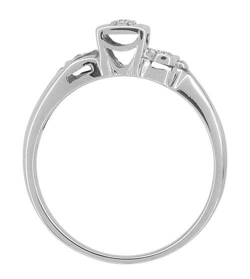 Addilyn Mid Century Modern Clovers and Hearts Vintage Diamond Engagement Ring in White Gold - Item: R751 - Image: 2