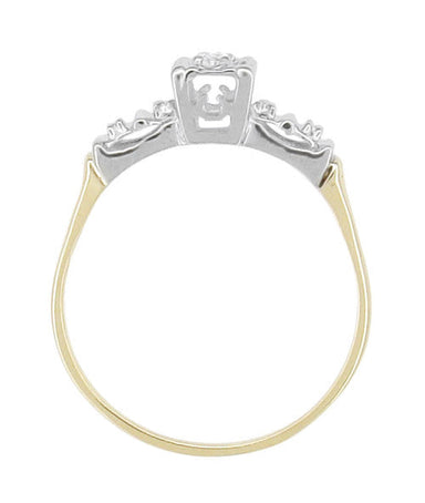 Petite Vintage 1940's Diamond Solitaire Engagement Ring in 14K Yellow and White Gold | Art Deco - alternate view