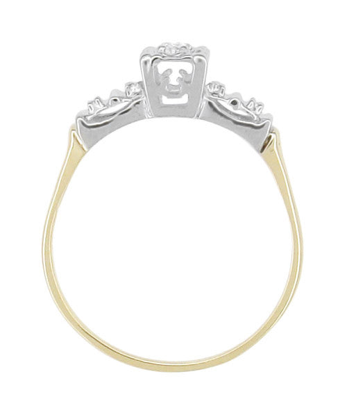 Petite Vintage 1940's Diamond Solitaire Engagement Ring in 14K Yellow and White Gold | Art Deco - Item: R753 - Image: 2
