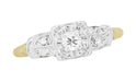 Heartlock Retro 1950's Illusion Vintage Diamond Engagement Ring in Mixed Metal 14K Yellow and White Gold