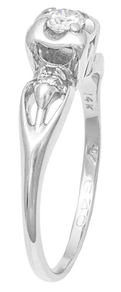 Clare 1940's Retro Moderne Split Shank Vintage Diamond Engagement Ring in 14 Karat White Gold - Item: R7611 - Image: 3