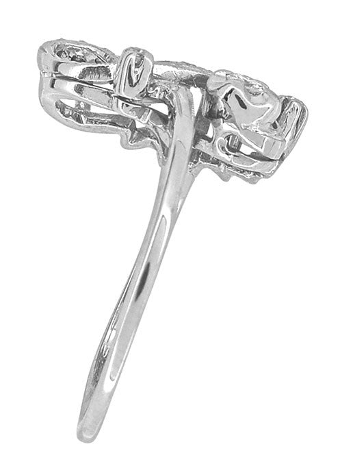 1950's Retro Moderne Spray Vintage Diamond Cocktail Ring in 14 Karat White Gold - Item: R763 - Image: 3