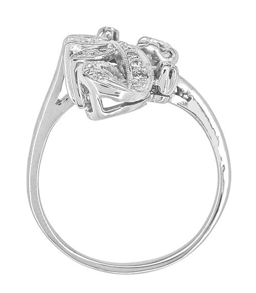1950's Retro Moderne Spray Vintage Diamond Cocktail Ring in 14 Karat White Gold - Item: R763 - Image: 2