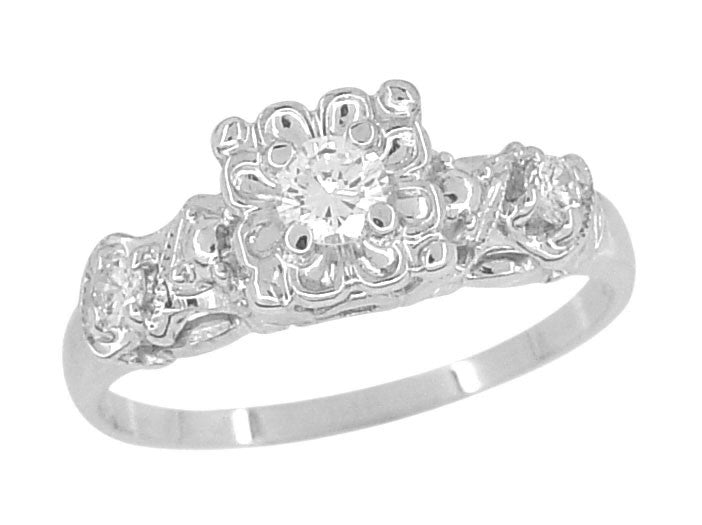 Mid Century Modern Illusion Diamond Estate Engagement Ring - R765 