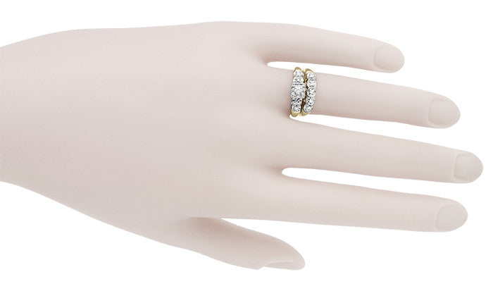 1950's Westford Two Tone Vintage Diamond Bridal Ring Set in 10K Yellow and White Gold - Item: R768 - Image: 5