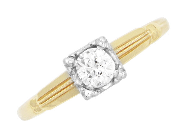Vintage 1940's Heirloom Old European Cut Diamond Ring in Two-Tone 14 Karat Gold - Item: R769 - Image: 4