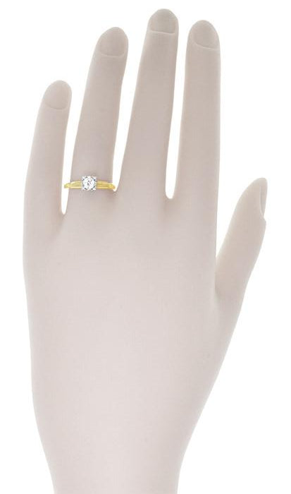 Vintage 1940's Heirloom Old European Cut Diamond Ring in Two-Tone 14 Karat Gold - Item: R769 - Image: 6