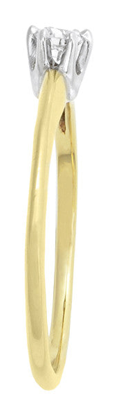 Vintage 1960's Old European Cut Solitaire Diamond Engagement Ring in 14K Two Tone Gold | 0.18 Carat - Item: R770 - Image: 3