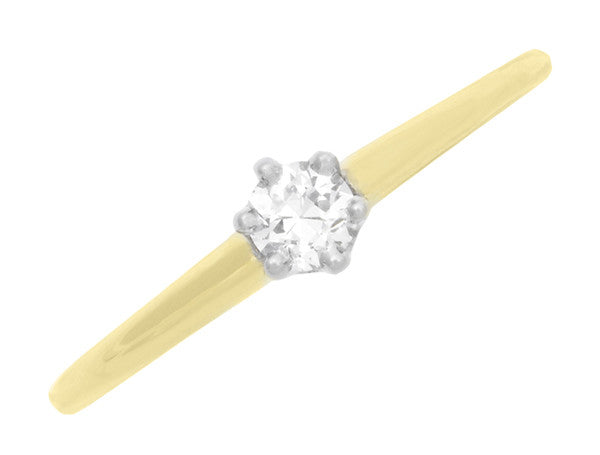 Vintage 1960's Old European Cut Solitaire Diamond Engagement Ring in 14K Two Tone Gold | 0.18 Carat - Item: R770 - Image: 4