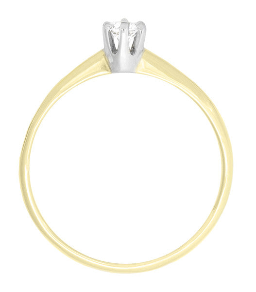 Vintage 1960's Old European Cut Solitaire Diamond Engagement Ring in 14K Two Tone Gold | 0.18 Carat - Item: R770 - Image: 5