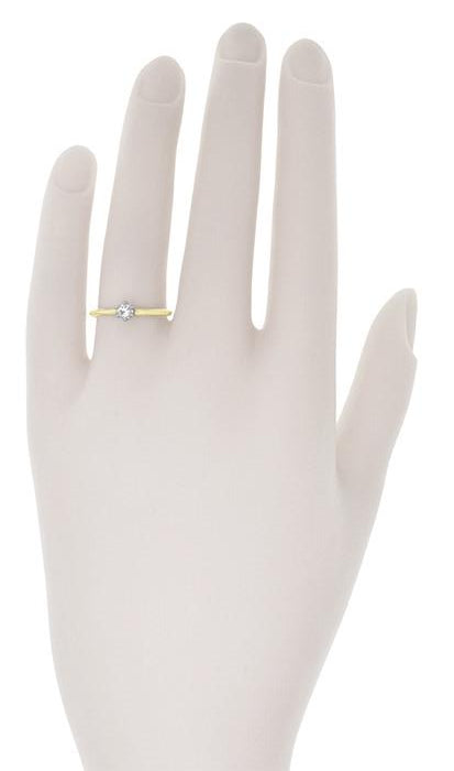 Vintage 1960's Old European Cut Solitaire Diamond Engagement Ring in 14K Two Tone Gold | 0.18 Carat - Item: R770 - Image: 6