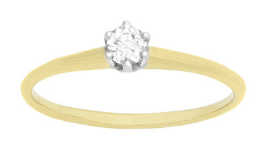 Vintage 1960's Old European Cut Solitaire Diamond Engagement Ring in 14K Two Tone Gold | 0.18 Carat - alternate view
