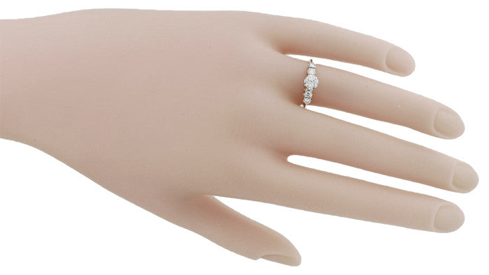 Mid-Century 1950's Vintage Diamond Engagement Ring in 14K White Gold – Elevated Illusion Setting - Item: R773 - Image: 5