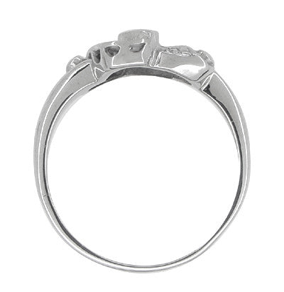 Antique Retro Moderne Scroll Bow Diamond Ring in 14 Karat White Gold - Item: R774 - Image: 2