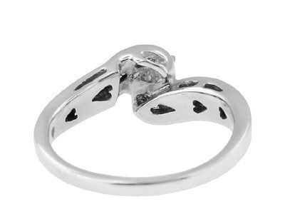 Secret Hearts Diamond Twist Engagement Ring in 14 Karat White Gold - Circa 1980's - Item: R787 - Image: 3