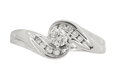 Secret Hearts Diamond Twist Engagement Ring in 14 Karat White Gold - Circa 1980's