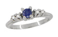 Blue Sapphire and Diamond Vintage Ring in 18 Karat White Gold