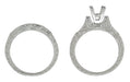 Art Deco Scrolls 3/4 Carat Princess Cut Diamond Engagement Ring Setting and Wedding Ring in 14 or 18 Karat White Gold
