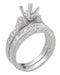 Art Deco Scrolls 3/4 Carat Princess Cut Diamond Engagement Ring Setting and Wedding Ring in 14 or 18 Karat White Gold