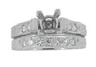 Art Deco Scrolls 3/4 Carat Princess Cut Diamond Engagement Ring Setting and Wedding Ring in Platinum