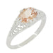 Morganite Oval East West Filigree Edwardian Engagement Ring in White Gold - 14K or 18K