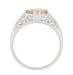 Morganite Oval East West Filigree Edwardian Engagement Ring in White Gold - 14K or 18K