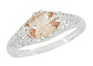 Morganite Oval East West Filigree Edwardian Engagement Ring in White Gold - 14K or 18K