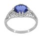 East - West Edwardian 1.20 Carat Oval Tanzanite Filigree Ring in White Gold