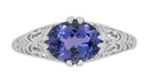 East - West Edwardian 1.20 Carat Oval Tanzanite Filigree Ring in White Gold