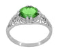 Oval Tsavorite Garnet Edwardian Filigree Engagement Ring in White Gold