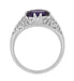 Edwardian Oval Amethyst Filigree Ring in White Gold - East to West Horizontal Design