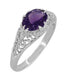 Edwardian Oval Amethyst Filigree Ring in White Gold - East to West Horizontal Design