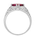 Edwardian Oval Rubellite Tourmaline Filigree East West Ring in White Gold