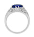 Filigree Edwardian Oval Blue Sapphire Engagement Ring in White Gold