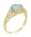 Edwardian Oval Aquamarine Filigree Ring in Yellow Gold - Horizontal East to West Setting