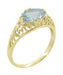 Edwardian Oval Aquamarine Filigree Ring in Yellow Gold - Horizontal East to West Setting