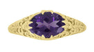 Edwardian Antique Style East to West Oval Amethyst Filigree Ring in 14K or 18K Yellow Gold