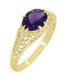 Edwardian Antique Style East to West Oval Amethyst Filigree Ring in 14K or 18K Yellow Gold
